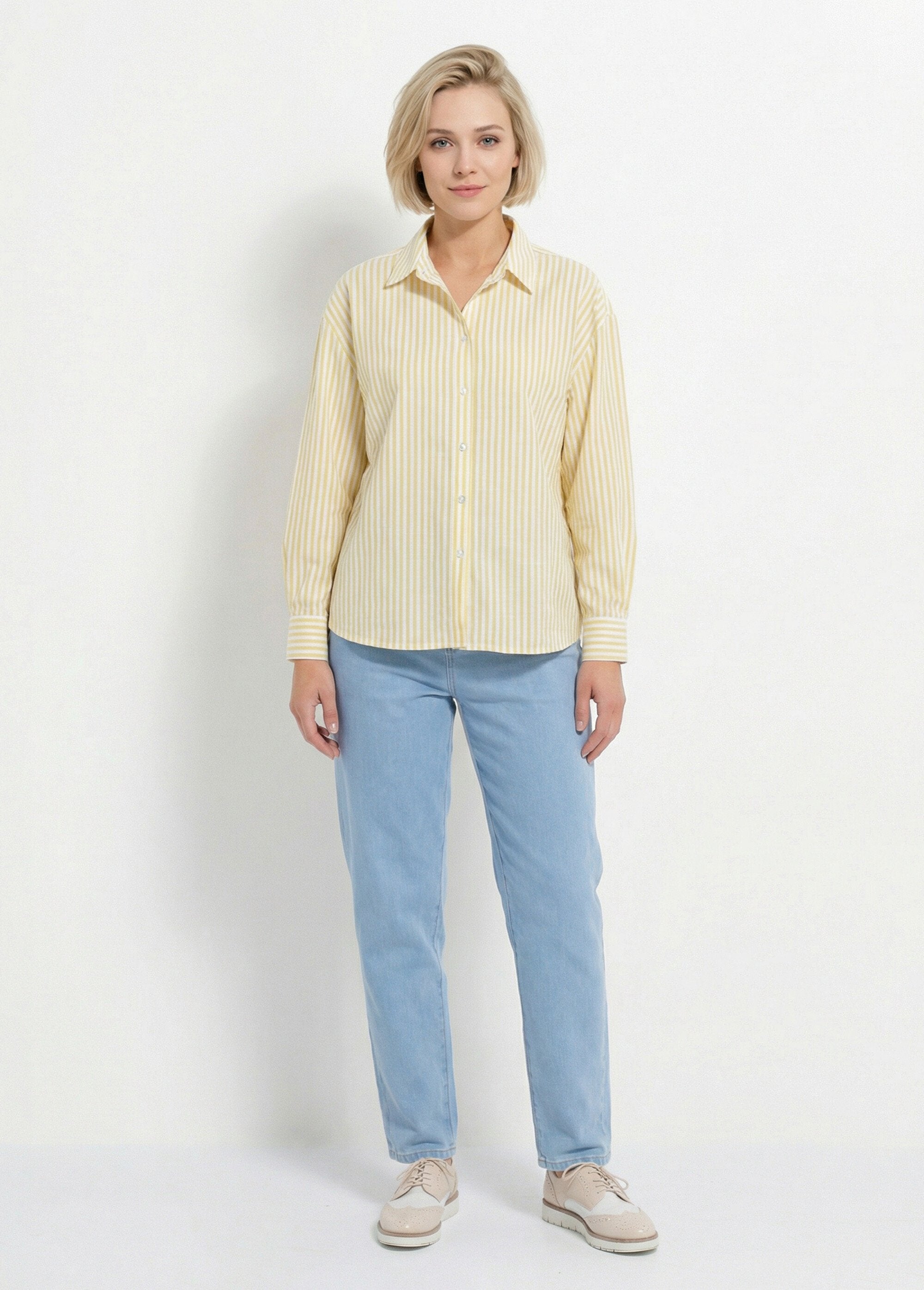 Striped_button-front_blouse_with_dyed_yarn_and_long_sleeves_Yellow_and_white_SF1_slim
