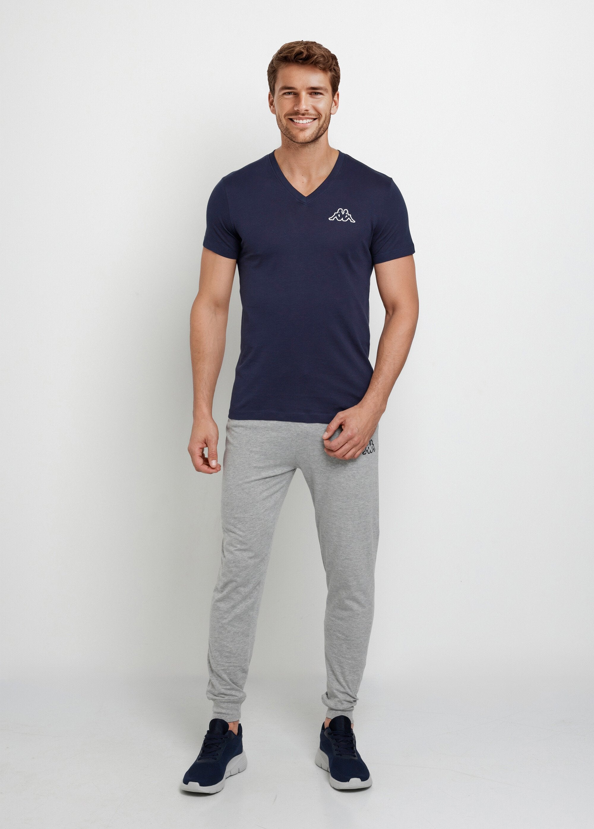 Dark_short-sleeved_V-neck_t-shirt_Navy_blue_SF1_slim