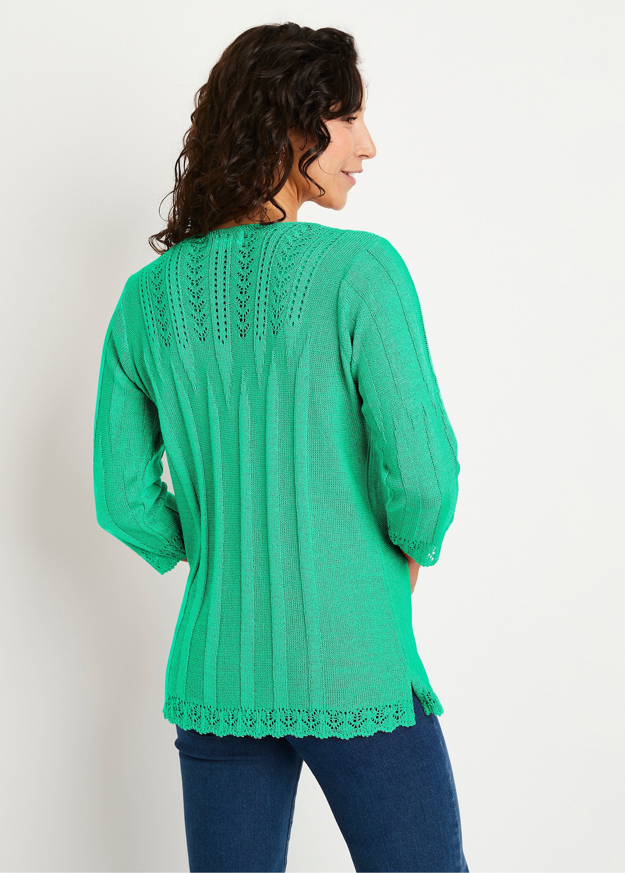 Short_openwork_round_neck_sweater_Green_DO1_slim