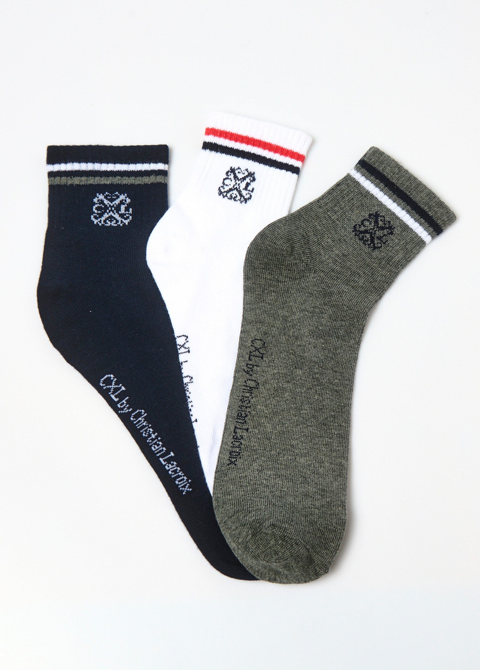 CXL_by_Christian_Lacroix®_-_Lot_de_3_Chaussettes_de_sport_rayures_Gris_lot_3_FA1_slim