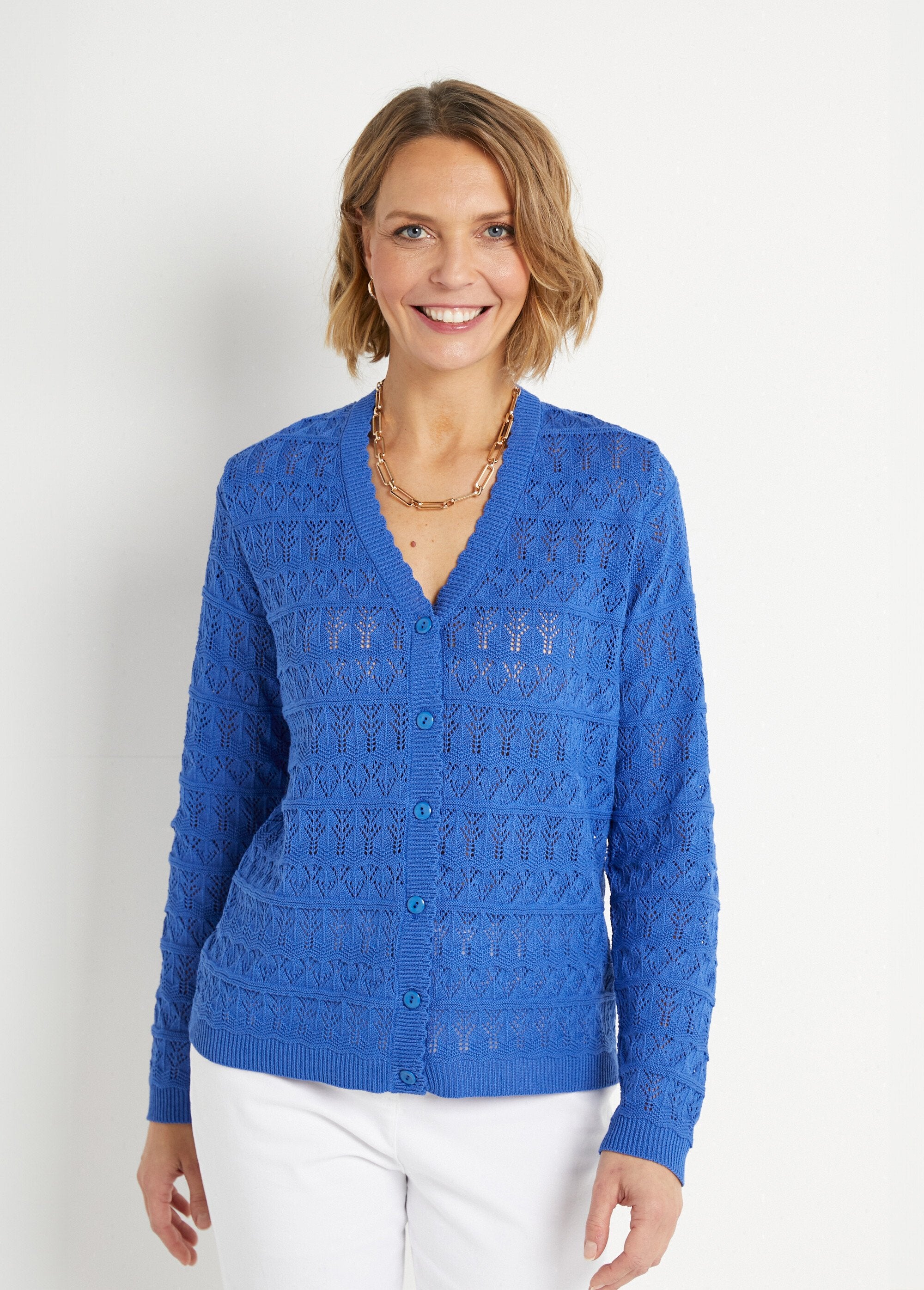 Openwork_V-neck_buttoned_cotton_blend_vest_Blue_FA1_slim