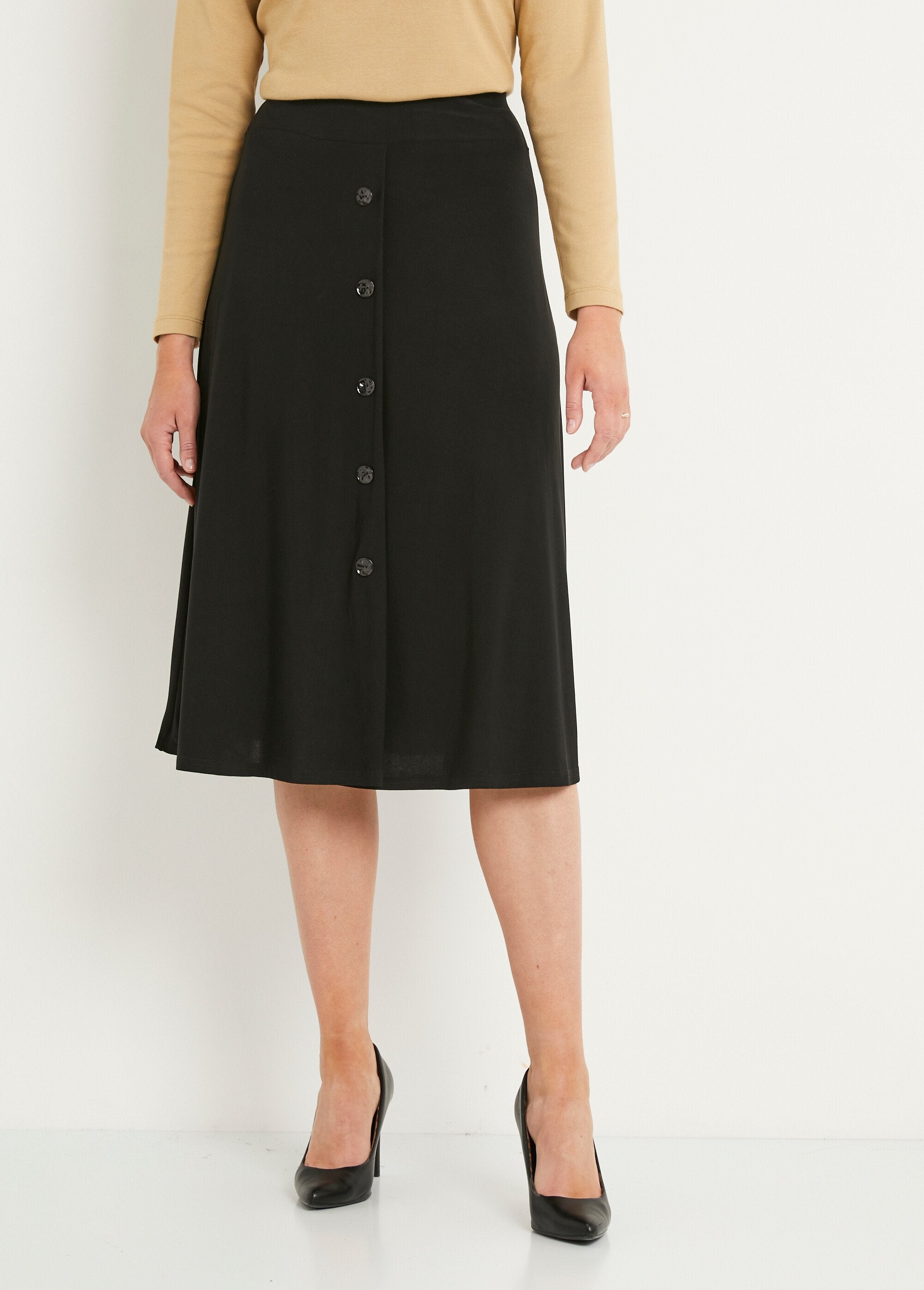 Long_plain_flared_skirt_with_elasticated_waistband_Black_FA1_slim