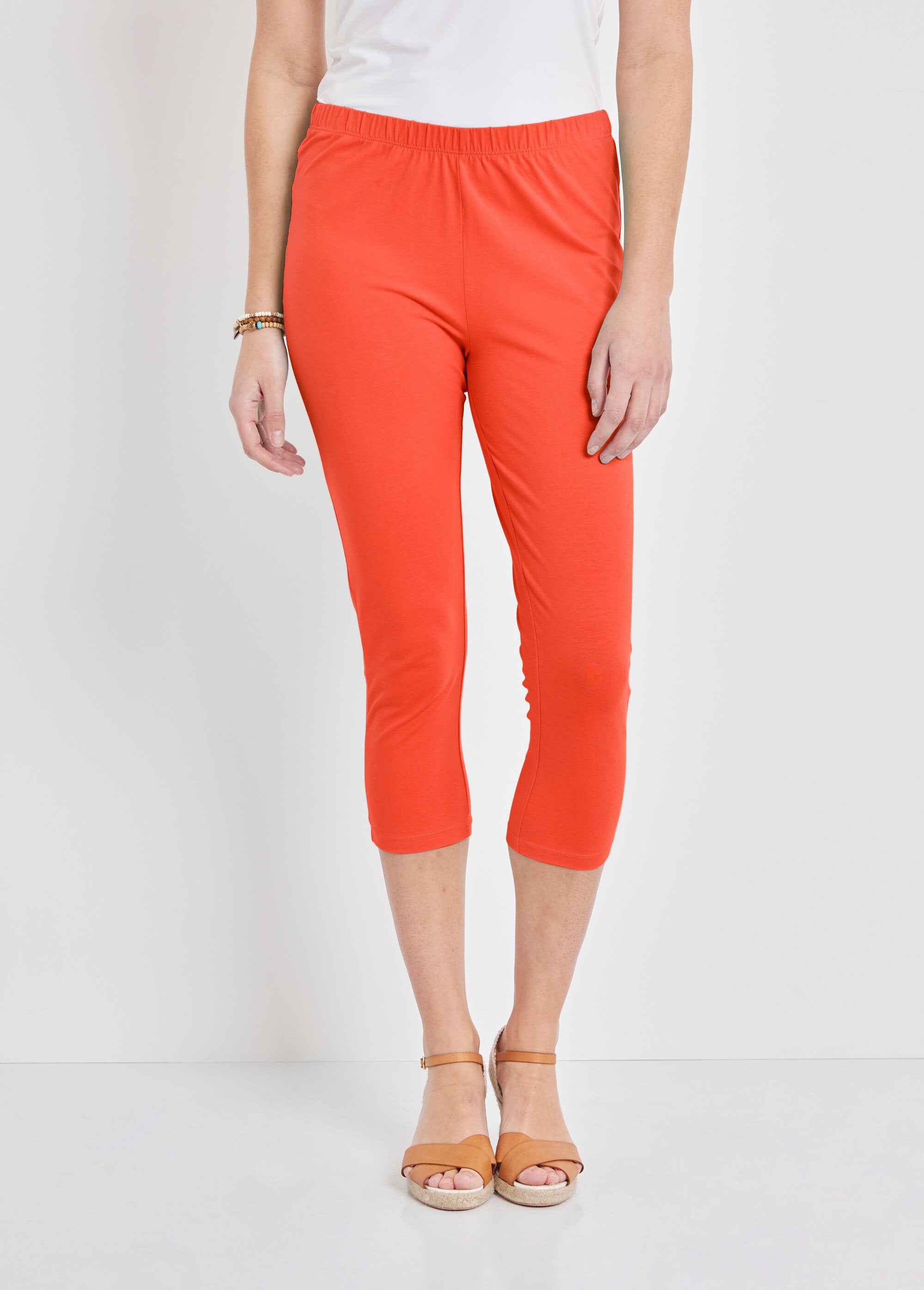 Short_plain_or_printed_cotton_leggings_Plain_coral_FA1_slim