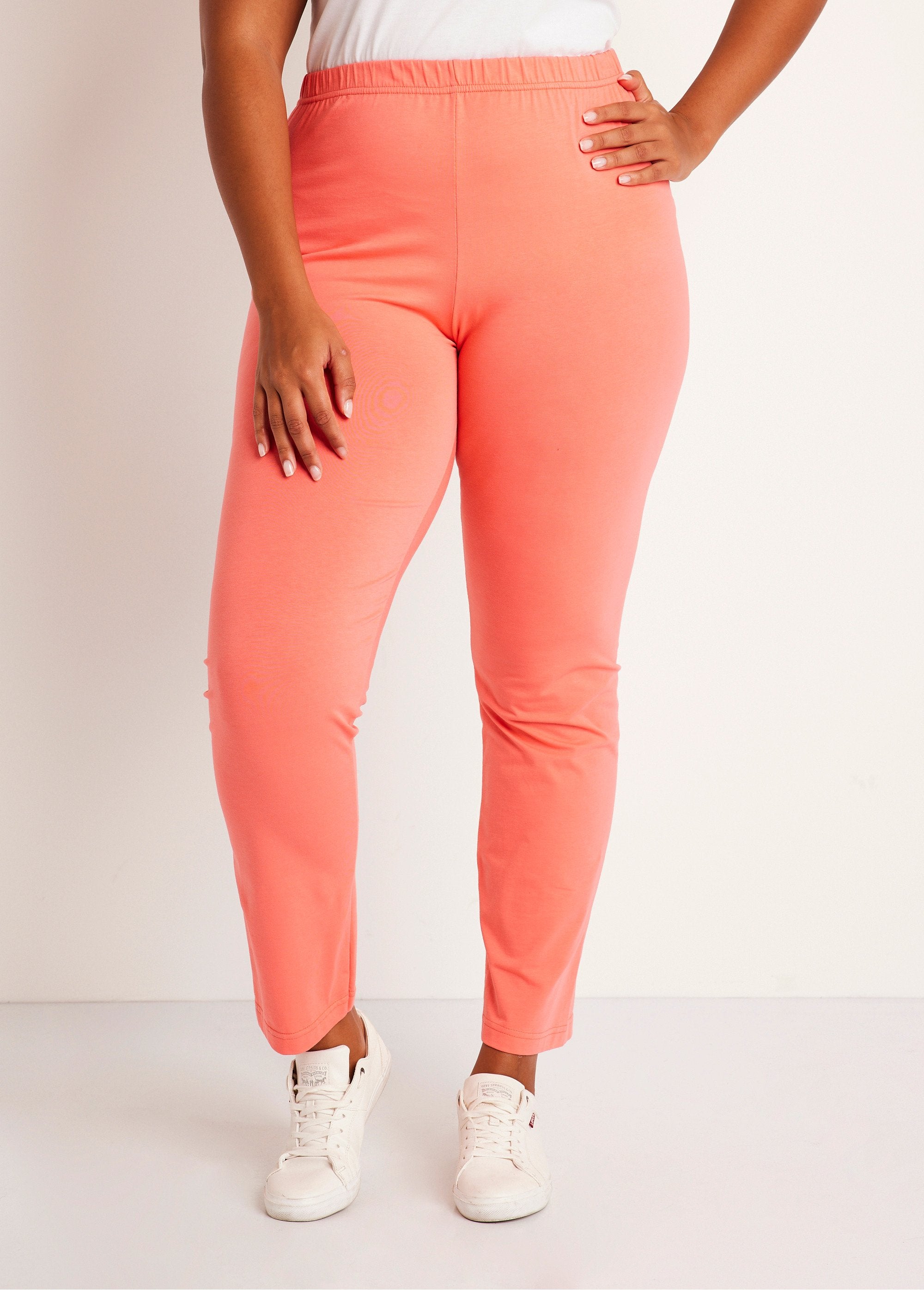 Cotton_jersey_elasticated_waist_leggings_Coral_FA1_curvy