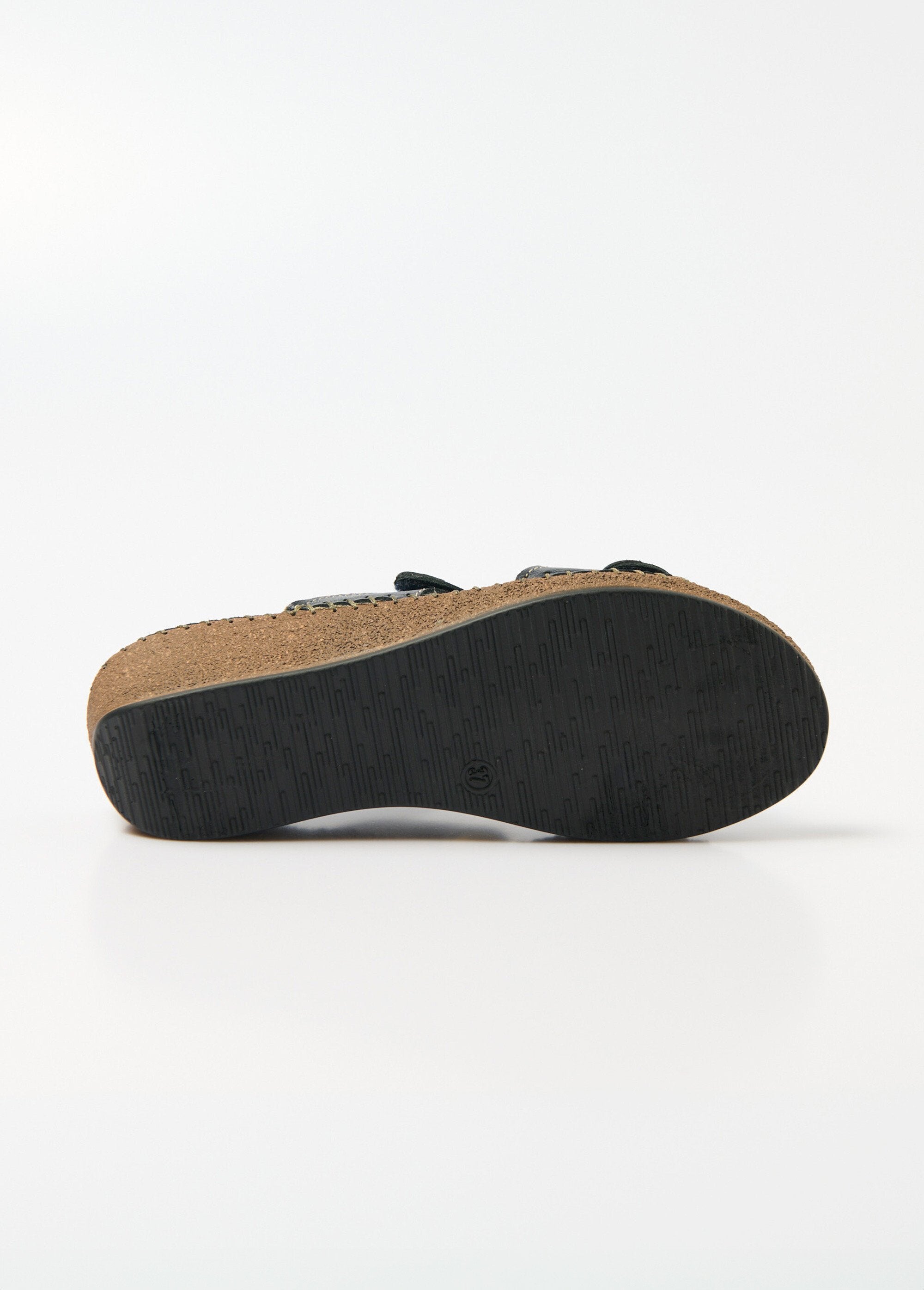 Leather_wedge_velcro_mules,_comfort_width_Marine_UN1_slim