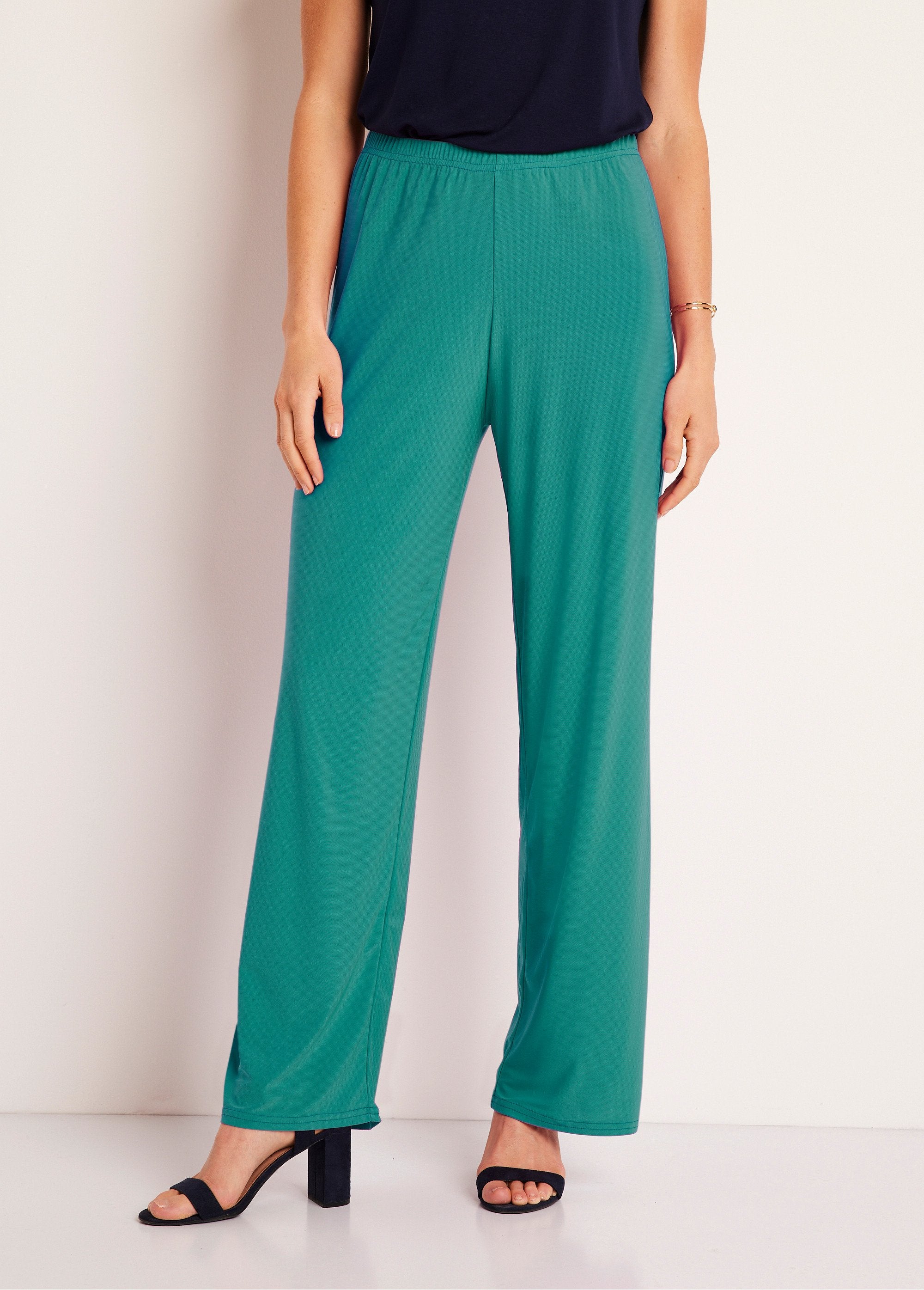 Flowy_elasticated_waist_mesh_pants_Plain_green_FA1_slim