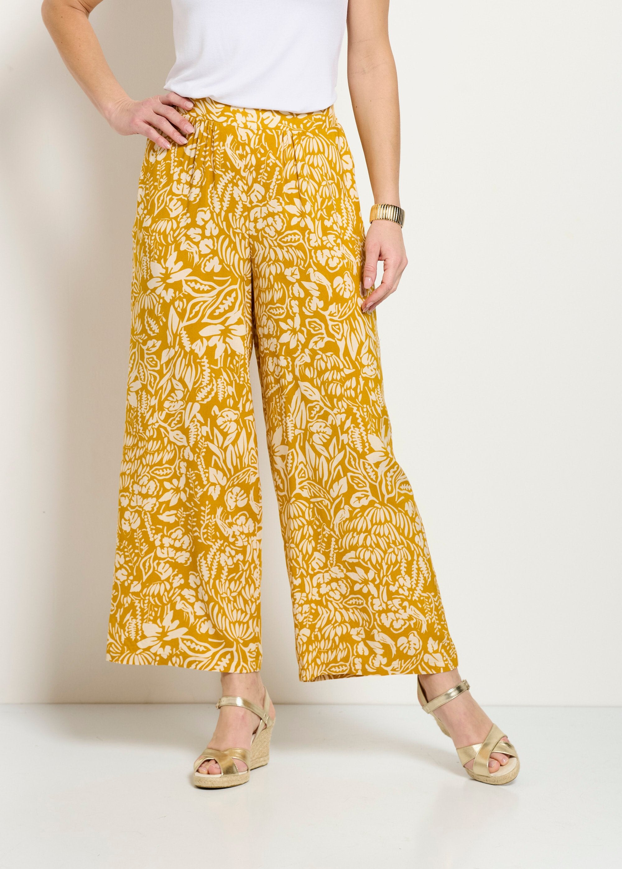 Wide_floral_or_plain_elasticated_waist_pants_Yellow_and_ecru_FA1_slim