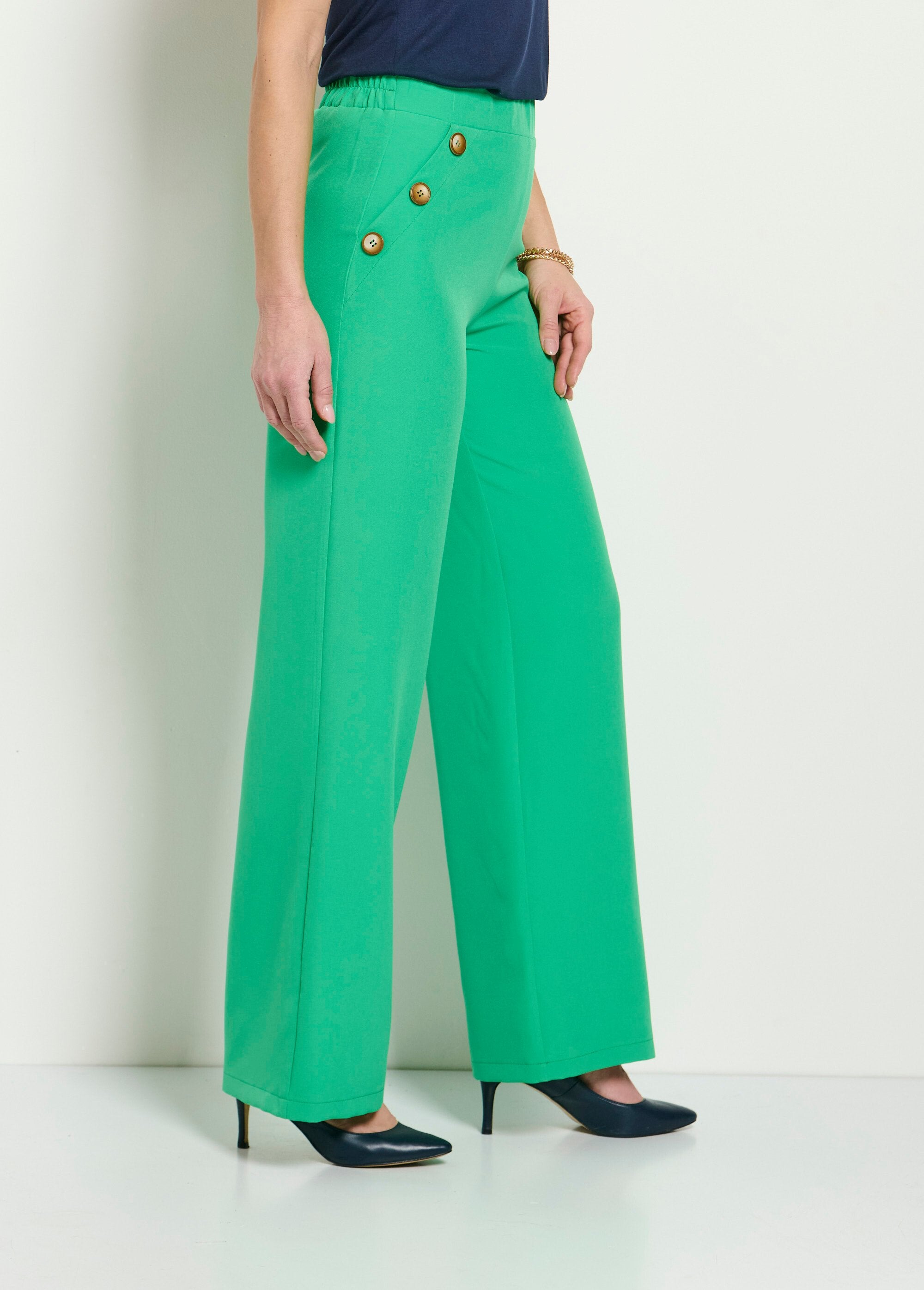 Plain_wide_leg_pants_with_semi-elasticated_waist_Green_DR1_slim