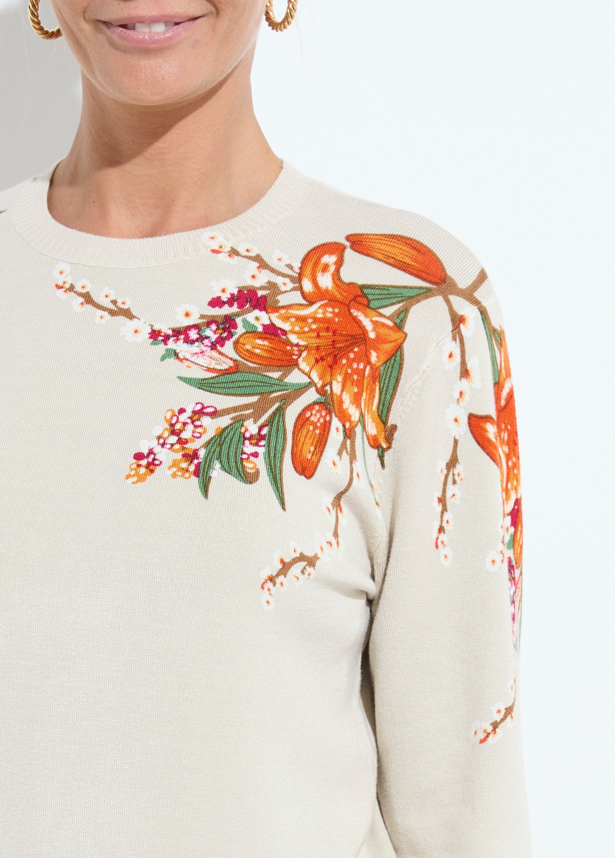 Pull_chaud_col_rond_imprimé_floral_manches_longues_Beige_DE1_slim
