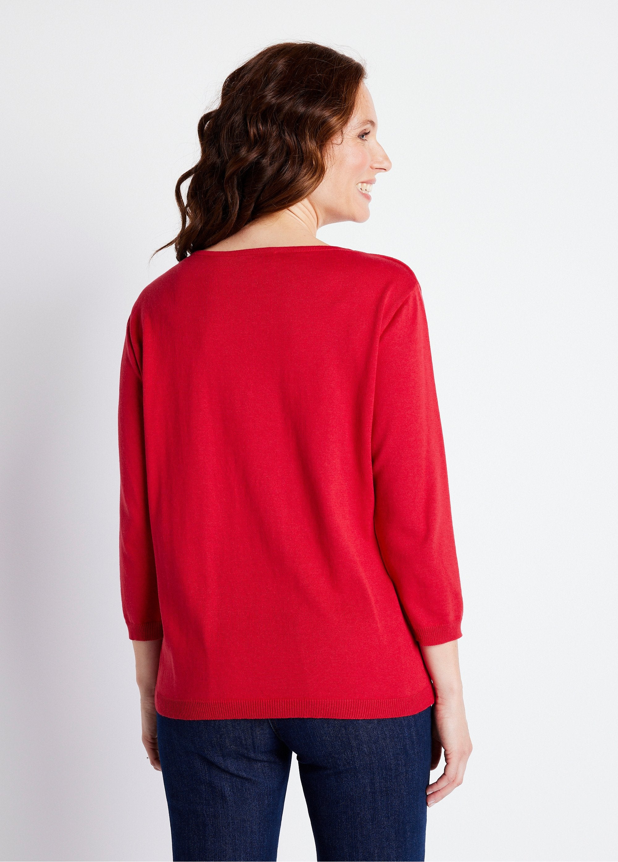 Round_neck_sweater_with_3/4_sleeves_and_studded_fantasy_Cherry_DO1_slim