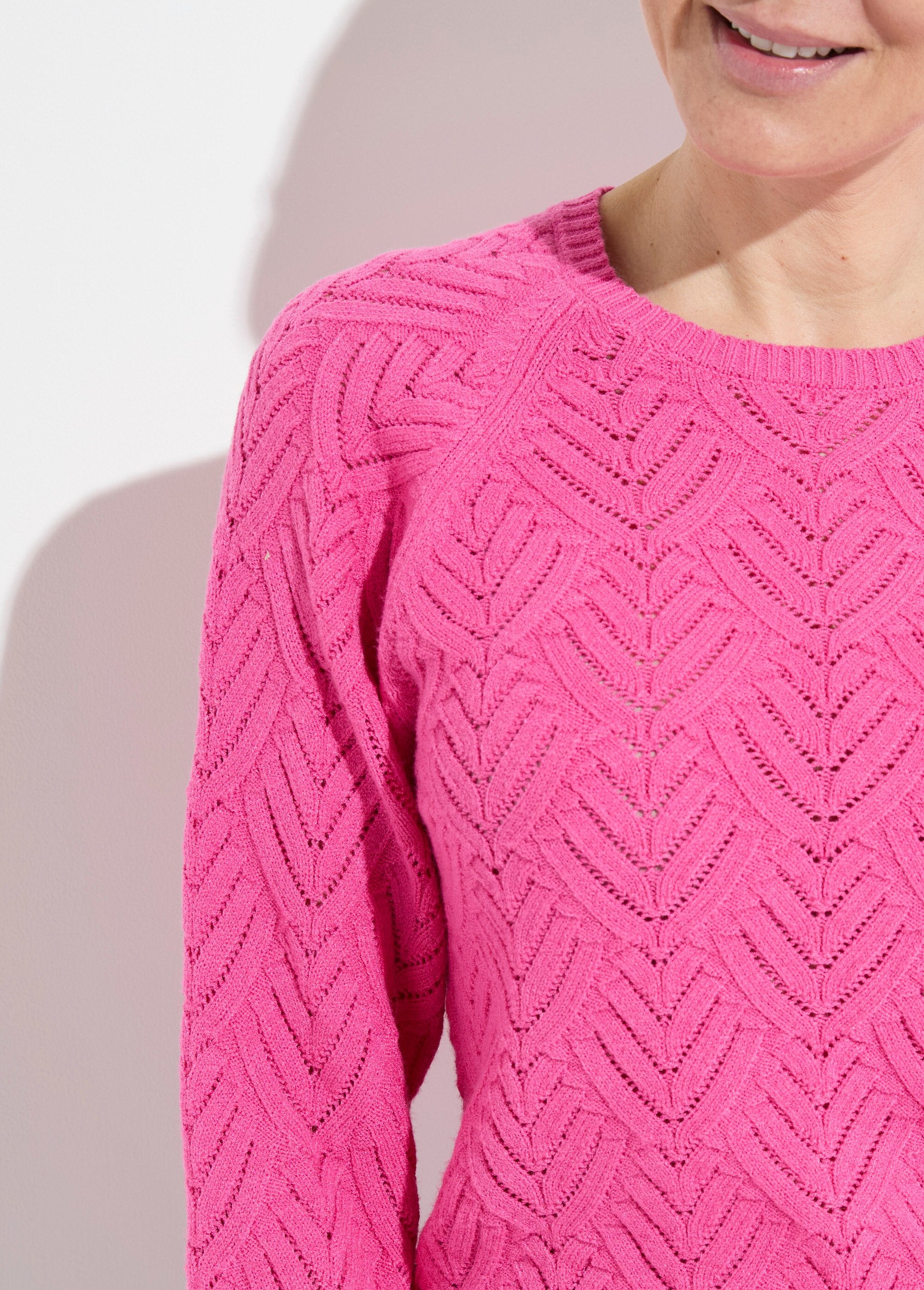 Pull_doux_court_col_rond_uni_ajouré_Rose_DE1_slim