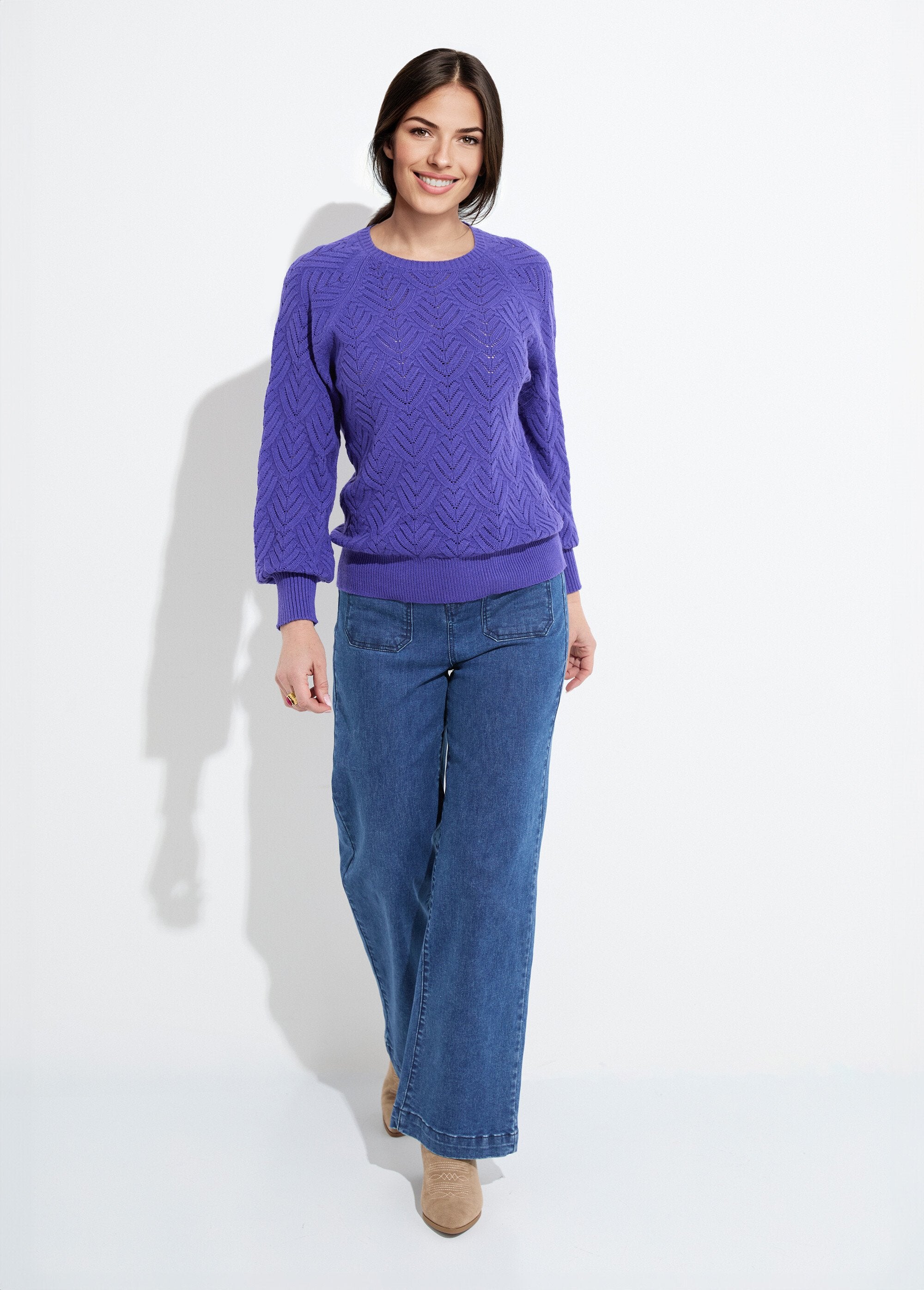 Pull_doux_court_col_rond_uni_ajouré_Violet_SF1_slim