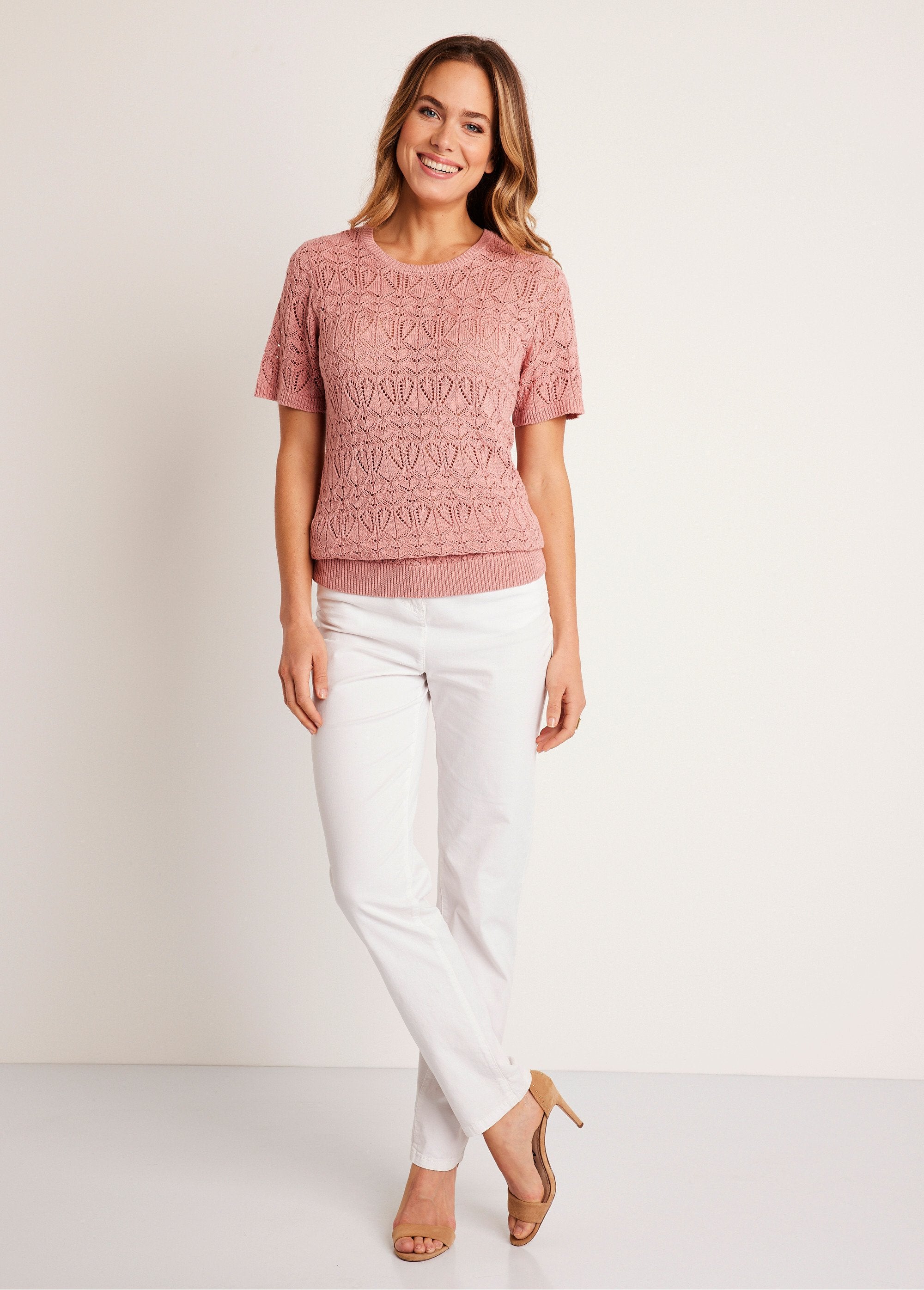 Thin_openwork_short-sleeved_cotton_sweater_Powdery_pink_SF1_slim