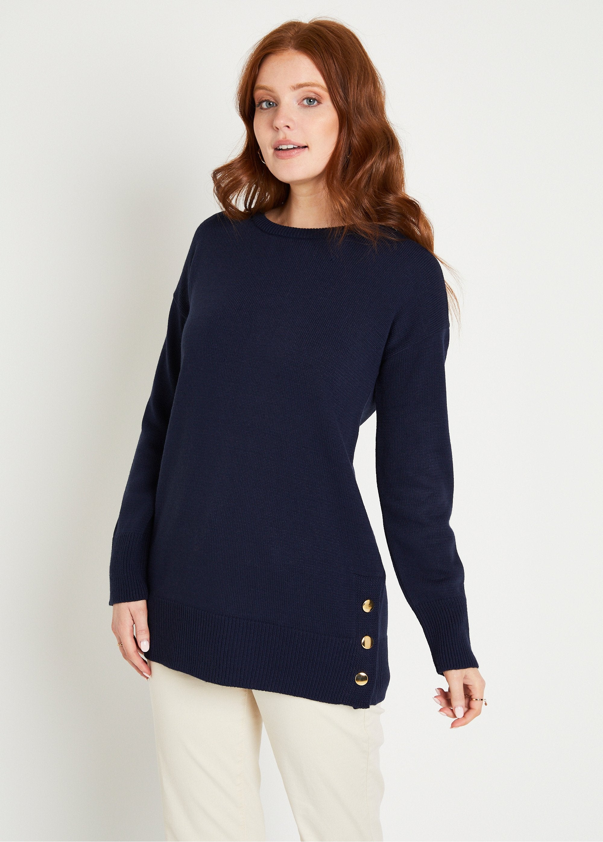 Long,_round-neck,_plain_tunic_sweater_with_buttons_Marine_FA1_slim