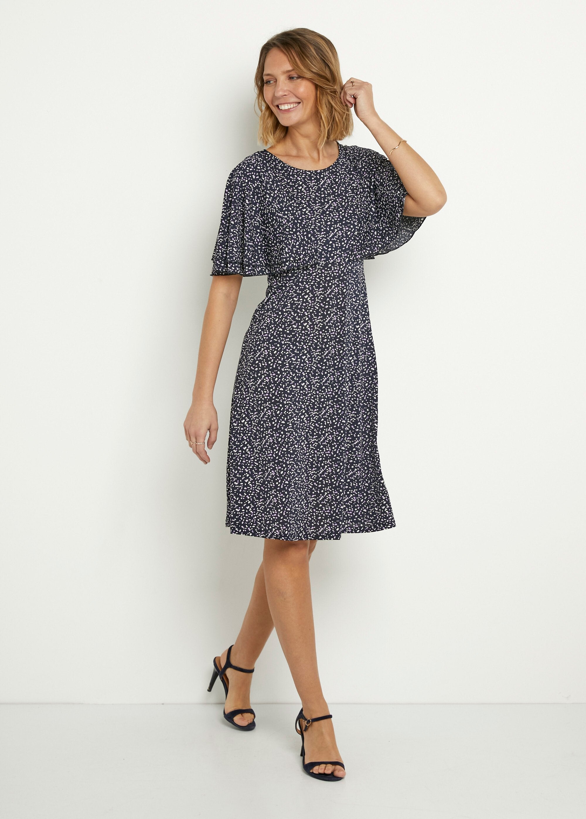 Polka_dot_dress_with_butterfly_sleeves_and_round_neck_Navy_and_lilac_FA2_slim