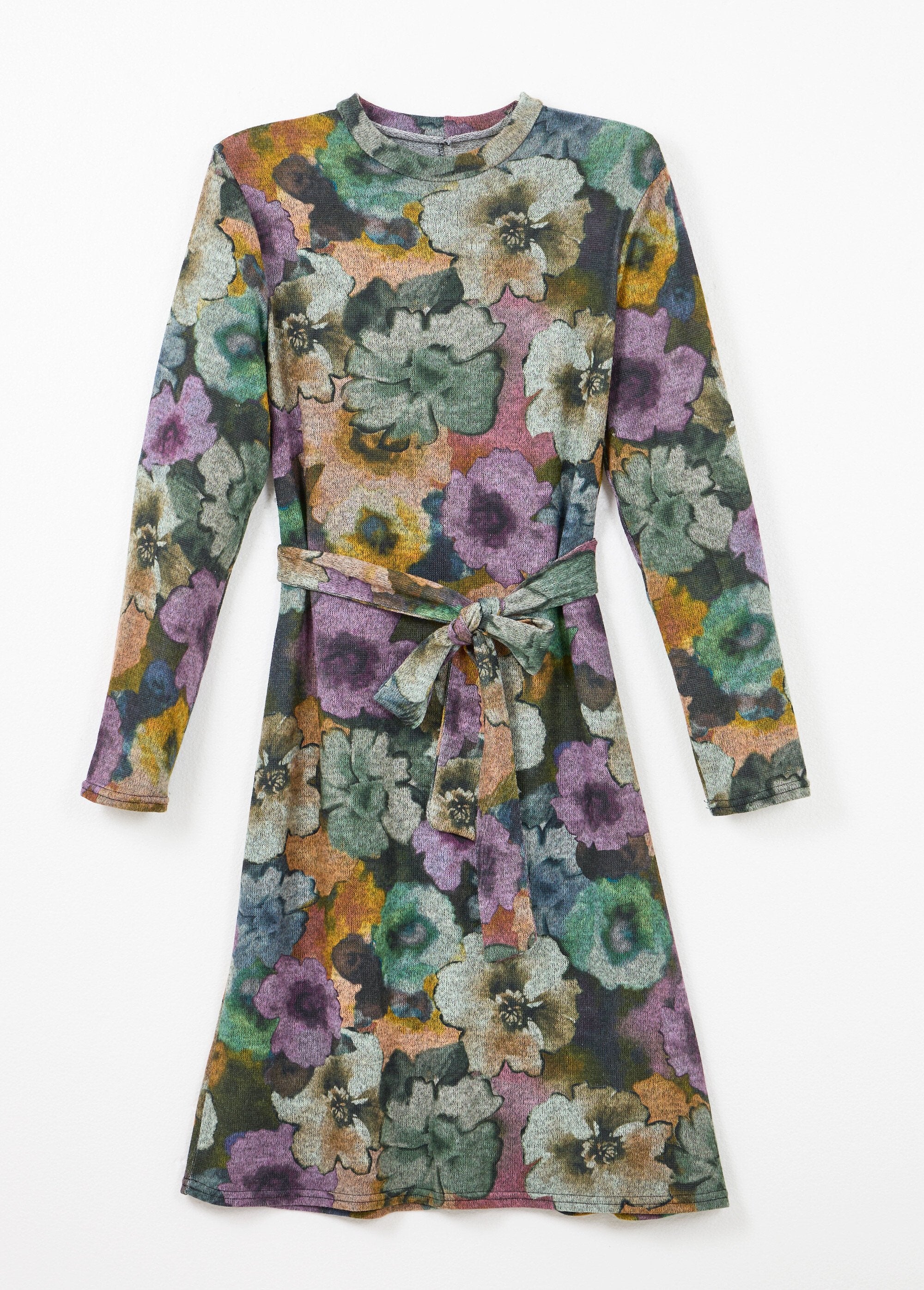 Belted_straight_printed_dress_with_high_neck_warm_knit_Gris_et_parme_AP1_slim