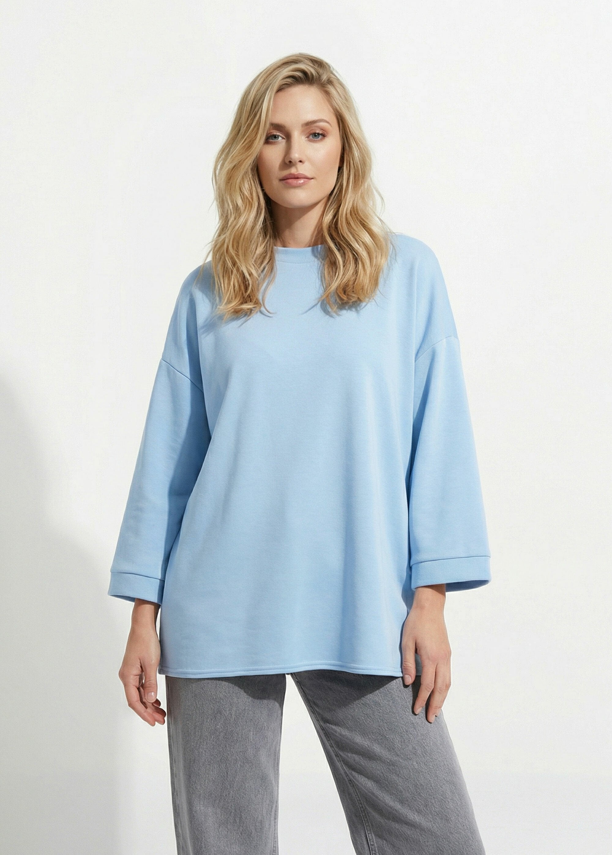 Wide_round_neck_sweatshirt,_3/4_sleeves_Sky_blue_FA1_slim