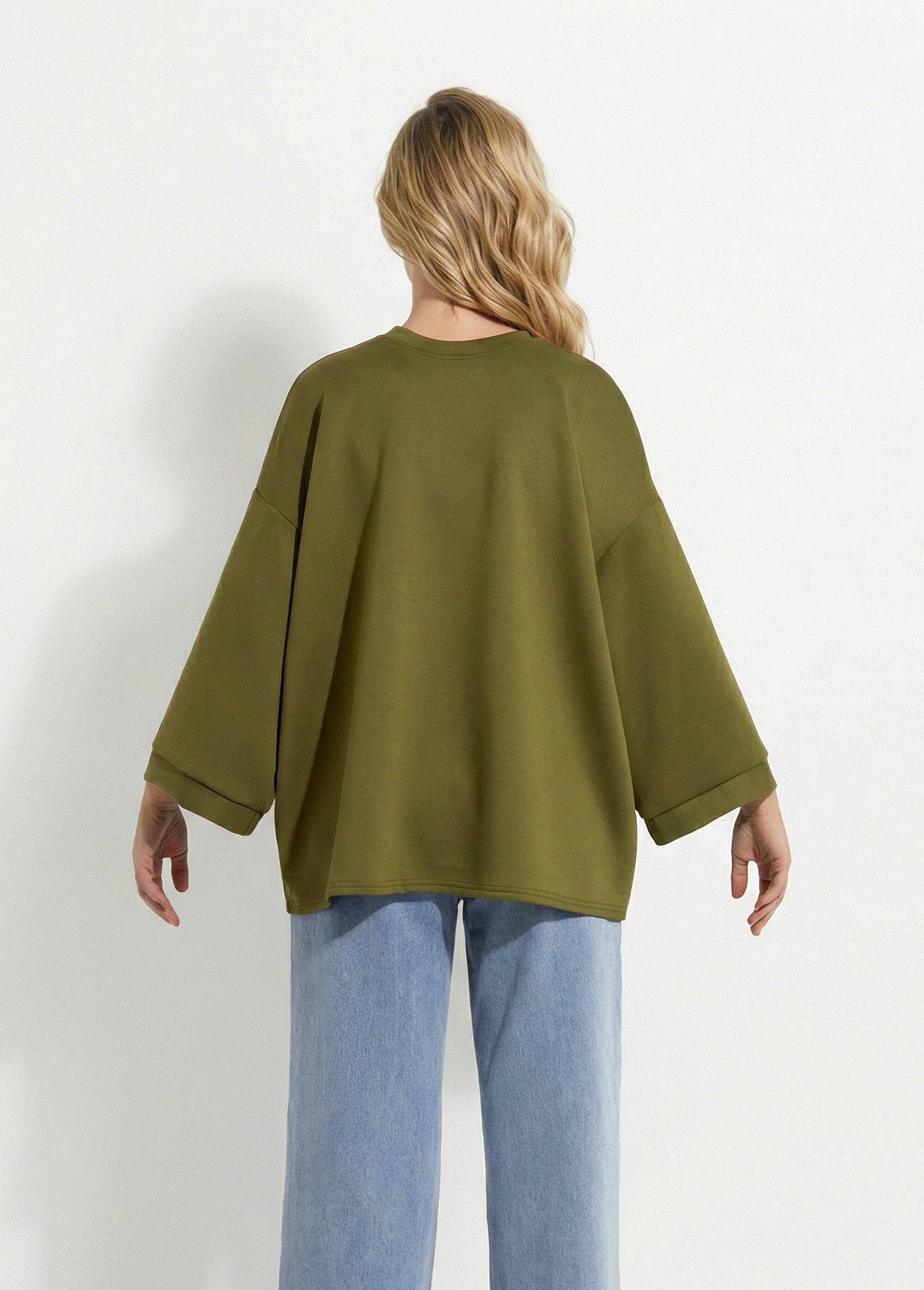 Wide_round_neck_sweatshirt,_3/4_sleeves_Olive_green_DO1_slim