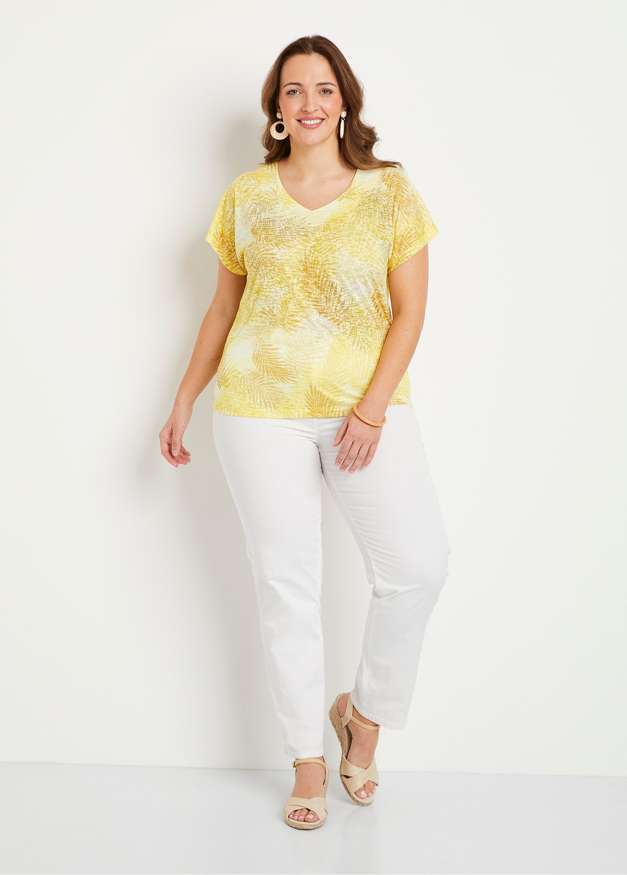 Short_printed_devoré_knit_t-shirt_YELLOW_SF1_curvy