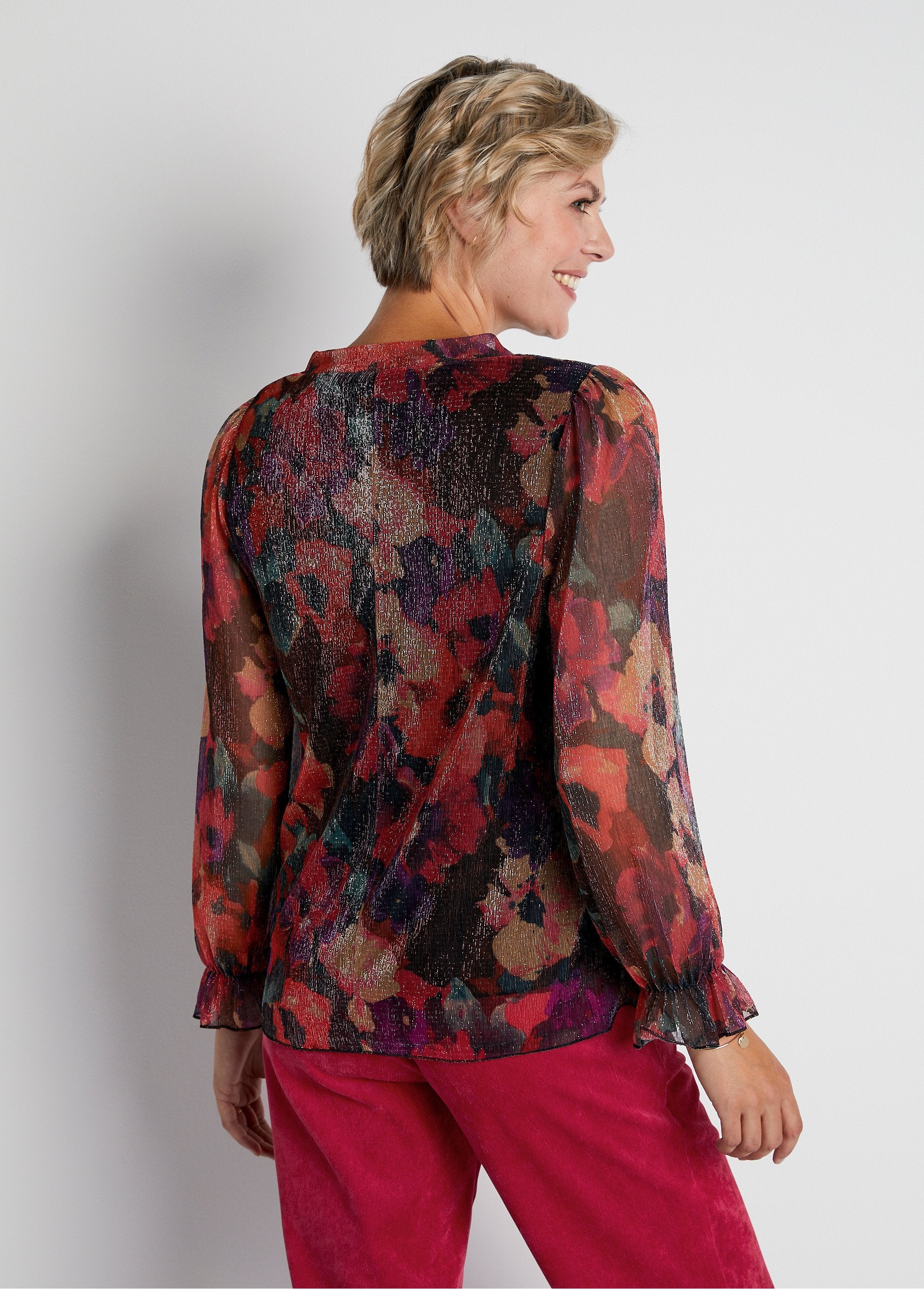 Floral_print_pleated_mesh_t-shirt_Red_print_DO1_slim